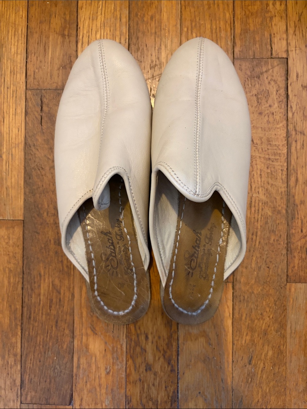 Sabah Slip-On Leather Mules in Cream